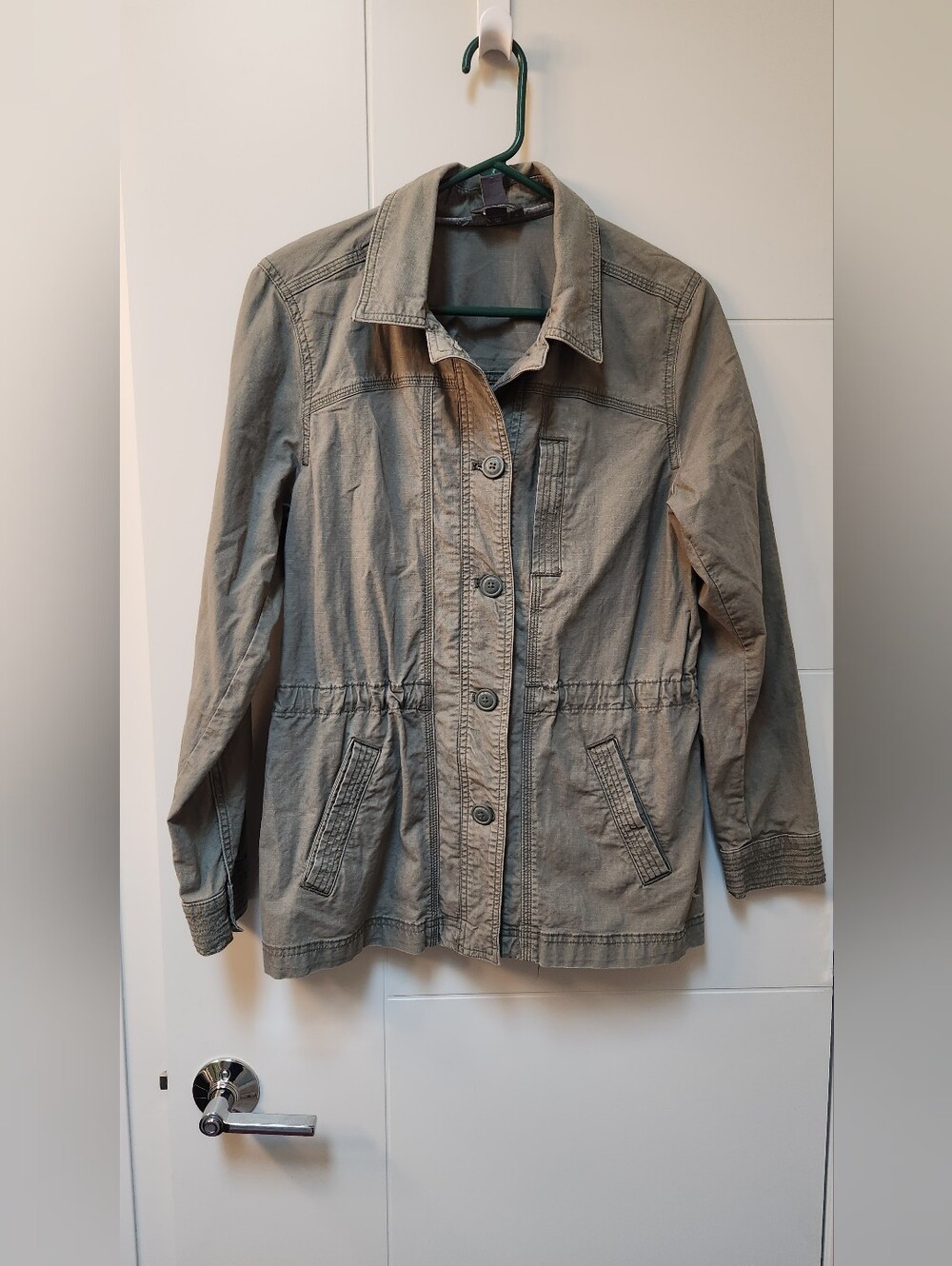 Eddie Bauer Womens Army Green Ripstop Cotton Jacket - Medium